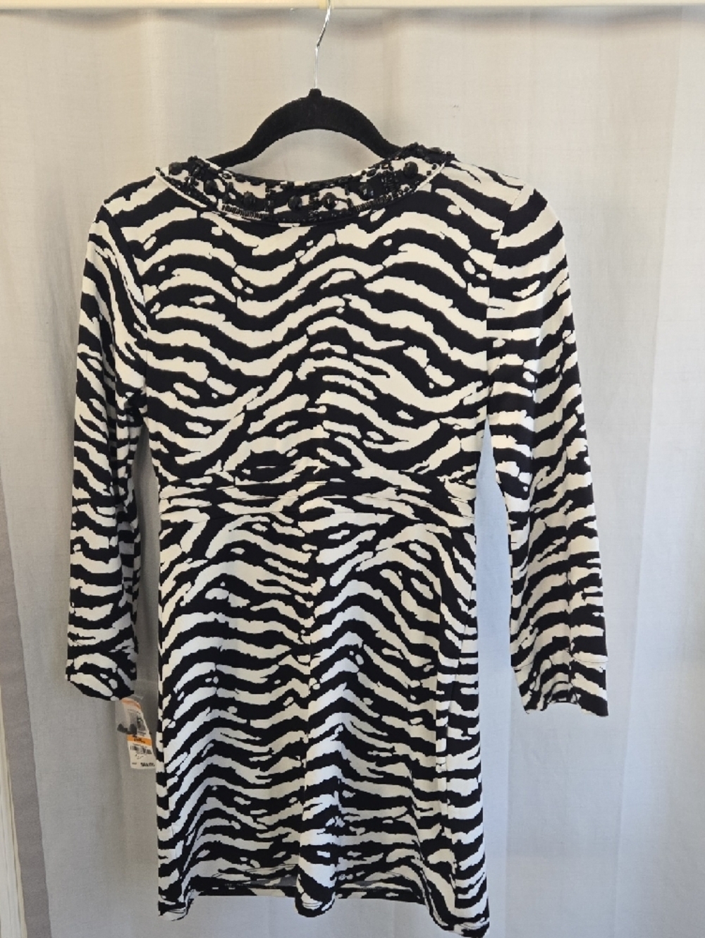 INC International Concepts Black and White Zebra-Print Long Sleeve Dress - Picture 8 of 11